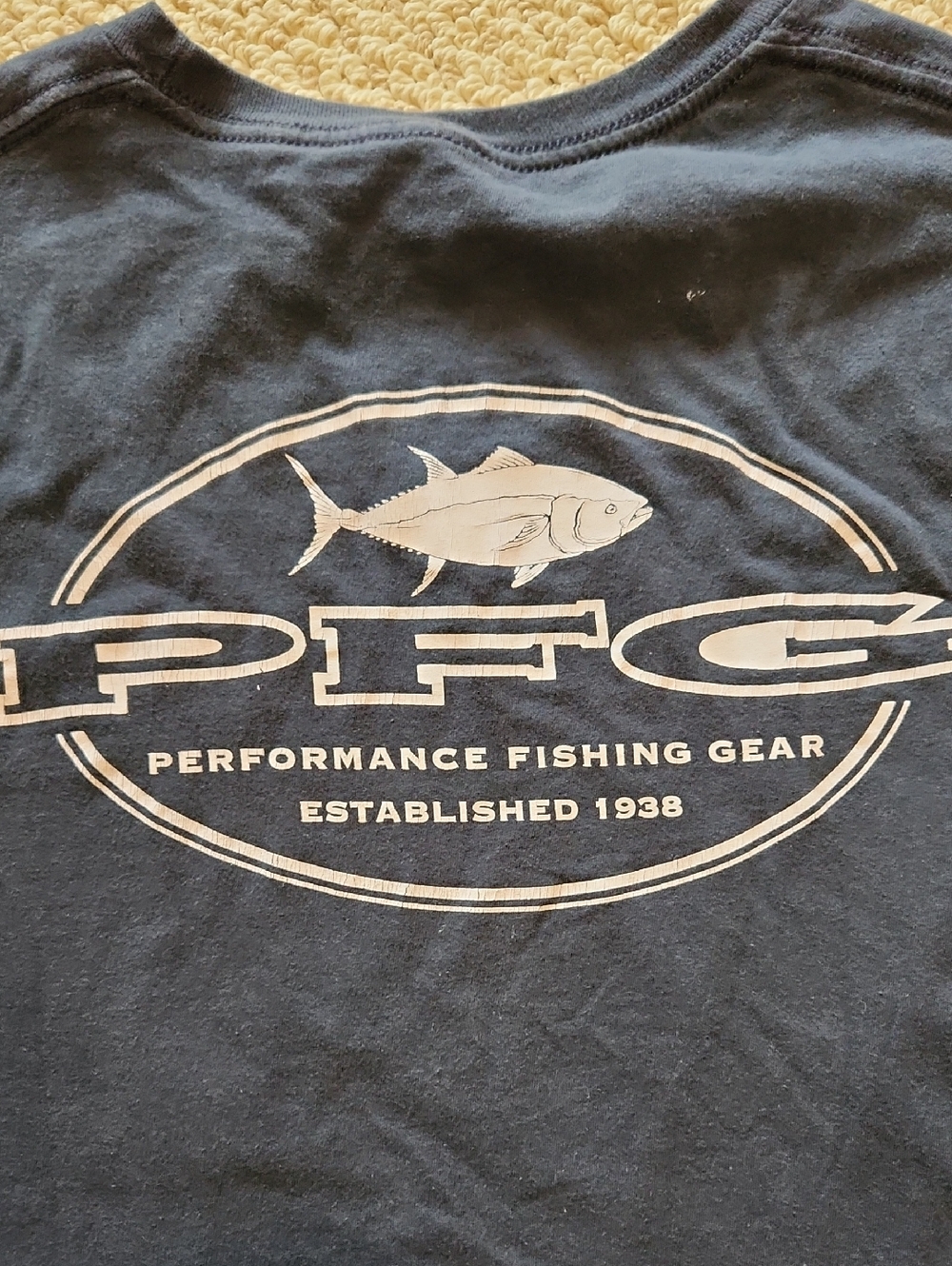 Columbia Navy Blue PFG Performance Fishing Tee with Fish Logo